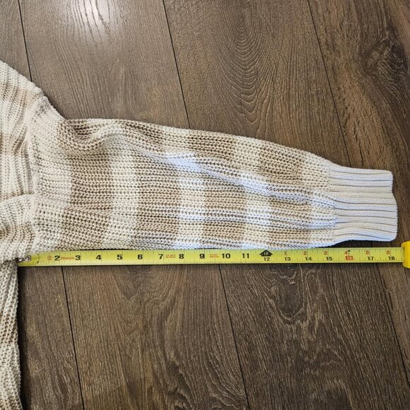 American Eagle AE Women's Cream & Tan Striped Long Sleeve Knit Sweater Size XL - Picture 8 of 13